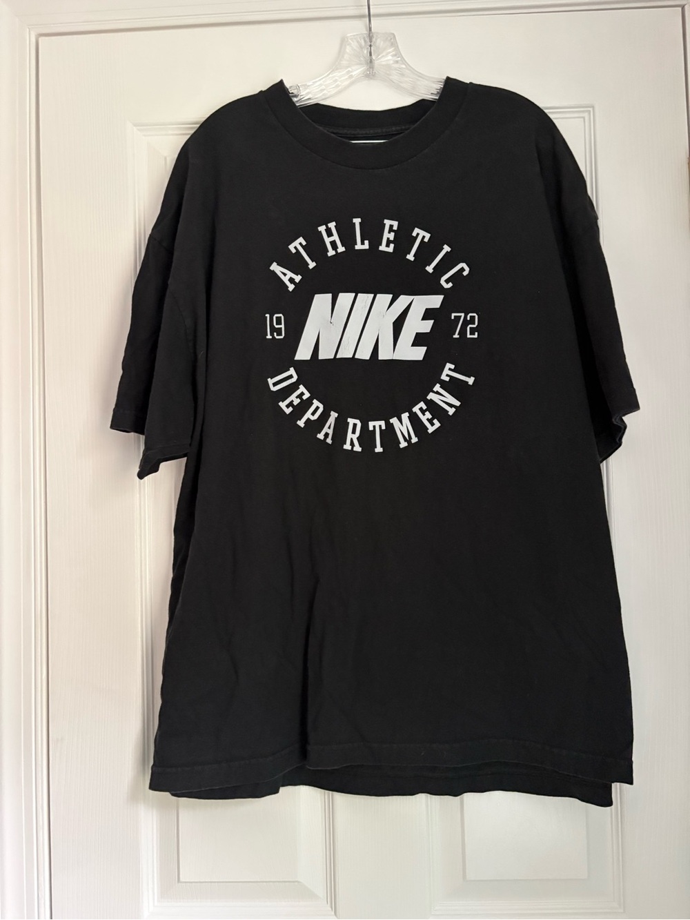 Vintage Nike Black Short Sleeve Tee with White 'Athletic Department' Graphic